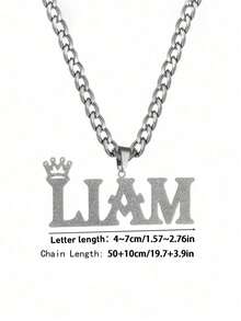A Set New Customized Name Jewelry,18k Gold Stainless Steel Love Crown Pendant,Engravable Characters, Teen Bracelet Necklace Set,Back To School Fashion - Frosted Necklace - View 9