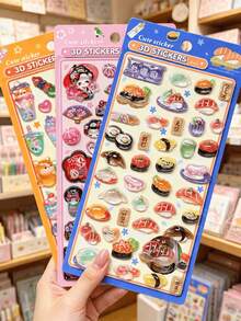 Adesivos de Selo 3D em Relevo de Comida Japonesa Sushi, Selo de Gota de Cristal Fofo de Shiba Inu e Panda, Perfeito para Decorar Planejador, Diário, Colagem, Capa de Telefone, Álbum de Fotos DIY e Presentes de Feriado - Multicolorido - Visão 2