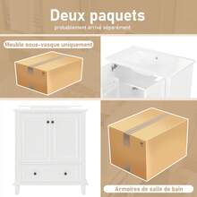 Bathroom Vanity Made Of Wood With Storage Adjustable With Drawers Black - 白色 - 查看 5