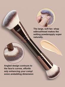 19 PCS Double-Ended Makeup Brush Set With Case Professional Foundation Powder Concealers Eyeshadow Blush Soft Bristles - Khaki - View 5