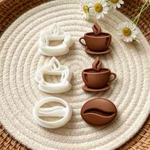 3Pcs Coffee Cup Bean Polymer Clay Cutters Set Coffee Themed Clay Molds DIY Handmade Earring Pendant Jewelry Craft Supplies - 3-pack - View 3