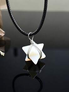 Merkaba Six-Pointed Star Natural Crystal Pendant Necklace, Meditation Healing Crystal Charm, Unisex Versatile - Merkaba Pendant - View 15