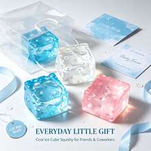 1pc Random Color Clear Ice Cube Squeeze Squishy Toy, Soft Malt‑Textured Slow‑Rebound Fidget Toy, Anxiety Relief Novelty Toy, Perfect Goodie Bag Fillers & Classroom Prize For Children - Multicolor - View 5