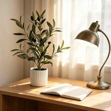 1pc 2D Flat Printed Acrylic Artificial Olive Tree Mini Potted Plant, Faux Olive Plant Decor For Home, Restaurant, Office Desk And Windowsill, Holiday Birthday Party Scene Decoration - Multicolor - View 2