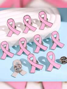 Pink Ribbon Awareness Brooch Pin, Breast Cancer Charity Metal Lapel Badge, Enamel Pin For Backpack Clothes Decoration - Pink - View 2