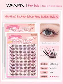 WANPIN WAN PIN School Girl 10-Row Large Capacity Cluster False Eyelashes, 9-12mm C Curl Natural Slim Style, Mixed Length Segmented Lashes, 3D Voluminous Layered Design, Glue-Free Option, Easy To Wear, Suitable For Daily Eye Makeup - C - View 16