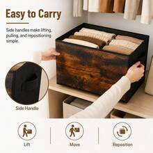 8 Grid Wood Grain Fabric Storage Box Foldable Shoe Organizer With Clear Lid Divider Closet Bin Clothes Wardrobe Container Bedroom Home Organization Solution Drawer Shelf Space Saving Stackable Multipurpose Boxes For Graduation Gift - View 6