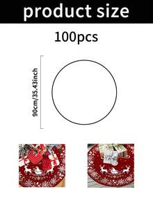 1/100Pcs Christmas Tree Skirt, Christmas Theme Santa Claus & Reindeer Red, Round Base, 60/90CM Diameter Optional; Suitable For Winter Party And Home Holiday Decoration, Ideal Christmas Tree Decoration - Multicolor - View 12