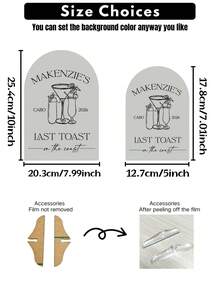 客製化拱形壓克力UV印刷桌牌，Last Toast On The Coast 主題，海灘單身派對新娘婚前派對桌飾，可客製姓名、地點、年份，海濱婚禮派對紀念禮物 - 多色1 - 查看 3