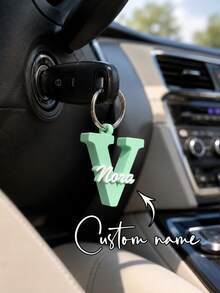 1pc 3D Printed Personalized Custom Letter Name Keychain, Capital Initial Overlaid With Full Name, Distinct Color Layers, Suitable For Students, Couples And Friends, Backpack Bag Charm, Birthday Gift, Back To School Gift, Y3K Aesthetic - Black - View 7