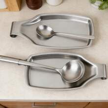 1/2pcs Kitchen Spoon Holder, Spoon Rest, Elegant Cooking Utensil Rack, Heat-Resistant Countertop Utensil Holder, Dishwasher , Perfect Gift For Wedding, Housewarming, Valentine's Day - Silver - View 8