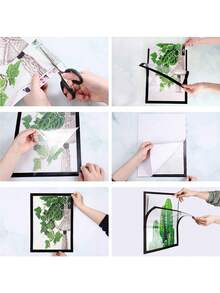 10Pcs A4, Black Photo Frame (Lightweight Magnetic Frame, Non-Wooden) Minimalist Style Lightweight Material, Suitable For Wall Decoration In Bedrooms, Studies, Hallways, Etc., A4 Document Frame - Black - View 10