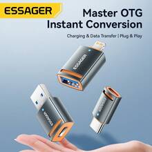 ESSAGER 5A OTG Adapter, USB To Type-C To USB Converter, 5Gbps High Speed Transfer, Suitable For Connecting Phones And Computers - Grey - View 3