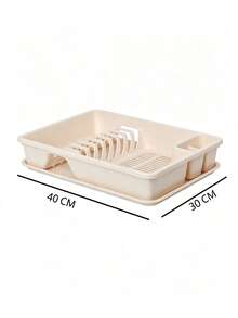1pc Large Capacity Countertop Dish Drying Rack-With Drain Tray And Removable Utensil Storage Compartments,Plastic Dish Rack,Space Saving,Sturdy And Durable,Suitable For Plates,Bowls,Chopsticks And All Kinds Of Tableware,Kitchen Draining Storage Shelf - Random Color - View 10