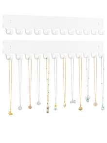 Wall-Mounted Acrylic Jewelry Organizer (1- Or 2 Pieces Set With 12 Hooks) - Suitable For Necklaces, Earrings, Rings, And Bracelets; Decorative And Space-Saving - View 12