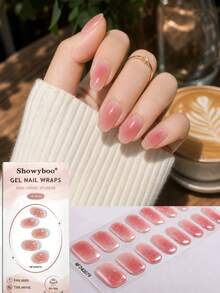 Nail Stickers, Soft Translucent Smoky Pink Full Coverage Nail Stickers, High Gloss Finish, Long-Lasting Wear, Protects Natural Nails, Suitable For Daily Commute, Date, Vacation, Afternoon Tea, Wedding Nail Art - Watermelon Pink - View 2
