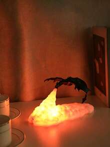 1pc 3D Printed Fire Breathing Dragon Night Light, USB Rechargeable LED Atmosphere Table Lamp, Fantasy Decor Light For Bedroom Desktop, Creative Holiday Birthday Gift - Multicolor - View 5