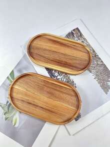Wooden Tray - Versatile Snack Tray, Dessert Plate, Cheese Board, Fruit Platter, Can Be Washed, Decorated, Premium Kitchen Accessory, Suitable For All Seasons - Brown - View 12