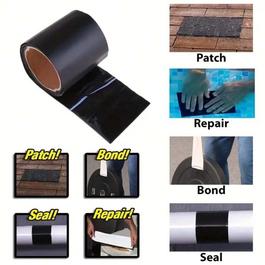 Waterproof Butyl Rubber Repair Tape, Self-Adhesive Leak Sealing Patch Tape, 2/4 Inch Wide * 59 Inch Long, Suitable For Pipes, Roofs, Pools, RV Leak Repair