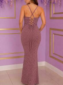 Women Long Dresses - Dusty Pink - View 3