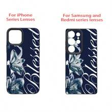 1pc TPU Material Calm Vintage Navy Blue Lily Flower Pattern Phone Case Compatible With IPhone 17 Pro Max/17/16 Pro Max/15/13/12/11/ S20 FE/A15/S24/A55/ Note 11/Note 12/Note 13 Pro Full Coverage Anti-Drop Soft Shell Protective Cover - Black - View 8