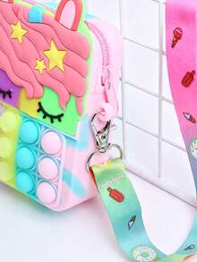 Unicorn Crossbody Purse For Girls, Rainbow Silicone Pop Bubble Sensory Toy Shoulder Bag,Adjustable Strap, Birthday Christmas Party Gift For Kids - Multicolor - View 6