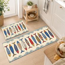 1/2pcs Fish Pattern, Vintage Diatomaceous Earth Mat, Super Absorbent, Non-Slip, Perfect For Bathroom, Kitchen And Dining Room, Quick Drying, Machine Washable, Perfect Gift For Home Decor And Bathroom Mat. - Multicolor - View 4
