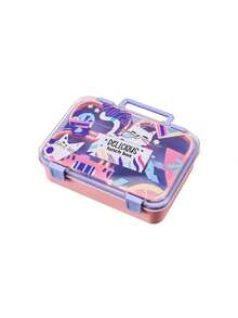 1pc Portable PP Lunch Box, Office Worker Lunch Box/Fruit Bowl/Capacity Approx 800ml, Durable Snap Closure, Leak-Proof And Spill-Proof, Easy To Clean, Handle Design For Convenient Carrying, Suitable For Kitchen Storage/Food Container/Back To School Supplies/Office/Home/Holiday Essentials, Travel Essentials, Summer Meals And Outdoor Dining. - 3-compartment - View 8