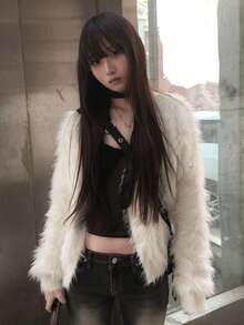 Women's Solid Color V-Neck Single-Breasted Casual Knit Long Sleeve Cardigan - Beige - View 1
