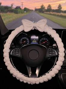 1個可愛汽車方向盤套 蓬鬆蝴蝶結 女款 全季節通用 防滑吸汗 握把套 - 彩色 - 查看 16