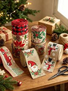 1pc Christmas Decoration Christmas Snowman Ribbon Christmas Ribbon Christmas Tree Decoration Ribbon Gift Decoration Ribbon, Decorative Wrapping Accessory, Gift Wrapping Band, Suitable For Christmas Celebration, Holiday Party, Home Decoration Gifts - Multiple Styles - View 5