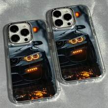 1pc Racing Pattern Black & Silver Phone Case Compatible With Apple Phones - Multicolor - View 2