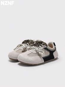 NZNF 女款高級德式平底訓練鞋，秋季新款百搭運動休閒鞋，適合搭配裙裝 - 杏色 - 查看 5