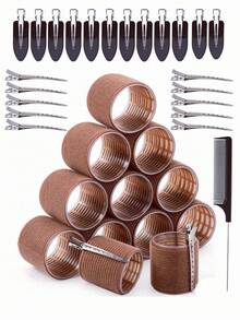 Women's Large Hair Roller Set With Clips And Comb, Suitable For Long And Thick Hair, Adds Volume, Home And Travel Styling Accessory Gift - Multicolor - View 11