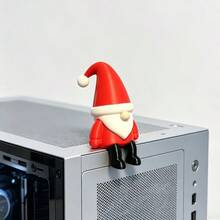 Patung Santa Claus Kerdil Duduk, Ornamen Figur Santa Claus Mini, Pose Duduk Santai, Ideal untuk Tepi Rak Buku, Meja Kantor, dan Dekorasi Komputer Desktop di Rumah - A - View 6