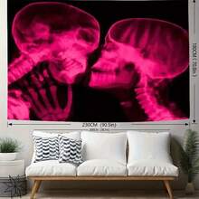 A Machine-Washable Tapestry Featuring A Design Of A Couple Kissing In A Dark Setting. Perfect For Enhancing The Decor Of A Living Room, Bedroom, Or Office, And Suitable For Use In Any Season-Available In Multiple Sizes. - Multicolor - View 3