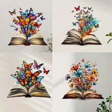 1pc Funny Magic Book Wall Sticker, Flowers And Butterflies Blooming From Book, Suitable For Home Decor, Wall Decor, Room Decor, Office Decor, Dorm Decor, PVC Waterproof Material, Removable - Magic Book Wall Stickers - View 14