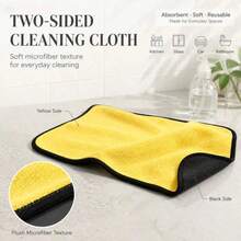 5 Paket Kain Pembersih Mikrofiber Bulu Karang Dua Sisi - Handuk yang Sangat Menyerap dan Dapat Digunakan Kembali, Desain Dua Warna (Kuning dan Hitam), Bentuk Persegi untuk Rumah, Dapur, Mobil, Kamar Mandi, Pembersihan Kaca, Lap Piring - Beraneka warna - View 2