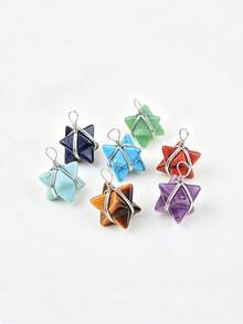 Merkaba Six-Pointed Star Natural Crystal Pendant Necklace, Meditation Healing Crystal Charm, Unisex Versatile - Merkaba Pendant - View 6