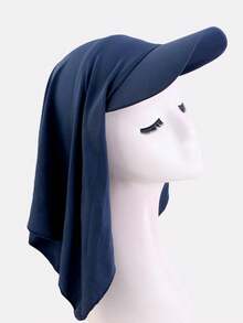 1pc Women's Duck Bill Brim Cap, Tie-Up Baseball Hat, Ribbon Sun Hat Suitable For Daily Use, Polyester Material - Black - View 6