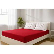 King Size 3-Piece Sheet Set, 400 Thread Count Micropercal, Soft Touch, With Fitted Sheet And Printed Pillowcases - CHERRY RED - View 2