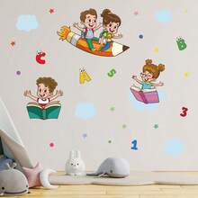 1pc Cartoon Pencil Wall Sticker For Kindergarten School Children Reading - D - View 6
