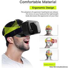 Byson 虛擬實境 VR 頭戴式 3D 眼鏡頭盔 VR 眼鏡，適用於電視、電影與電子遊戲，相容 iOS、Android，支援 4.7-7 吋 - 彩色 - 查看 6