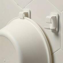 2pcs Toilet Basin Storage Hooks, White Storage Rack, Multi-Functional Basin Hooks, Wall-Mounted Home Organizer, Adhesive Basin Hooks, Kitchen Supplies, Practical Hooks - White - View 4