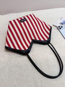 Fashion Versatile New Design Popular Premium Texture Shoulder Underarm Bag Casual Tote Handbag Suitable For Shopping, Dating Vintage Striped Women's Bag - Multicolor - View 6