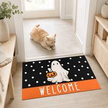 1/2pcs Halloween Ghost Pattern, Vintage Diatomaceous Earth Mat, Super Absorbent, Non-Slip, Perfect For Bathroom, Kitchen And Dining Room, Quick Drying, Machine Washable, Perfect Gift For Home Decor And Bathroom Mat - Multicolor - View 5
