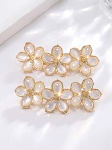 1件韓式大蝴蝶髮夾，貓眼水晶水鑽裝飾髮飾，髮夾 - 彩色 - 查看 14