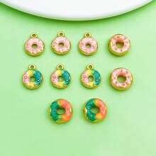 5/10pcs Enamel Donut Double Charms Alloy Doughnut Food Pendant Charms For DIY Bracelet Necklace Earring Cute Dessert Jewelry Making Findings - Multicolor - View 8