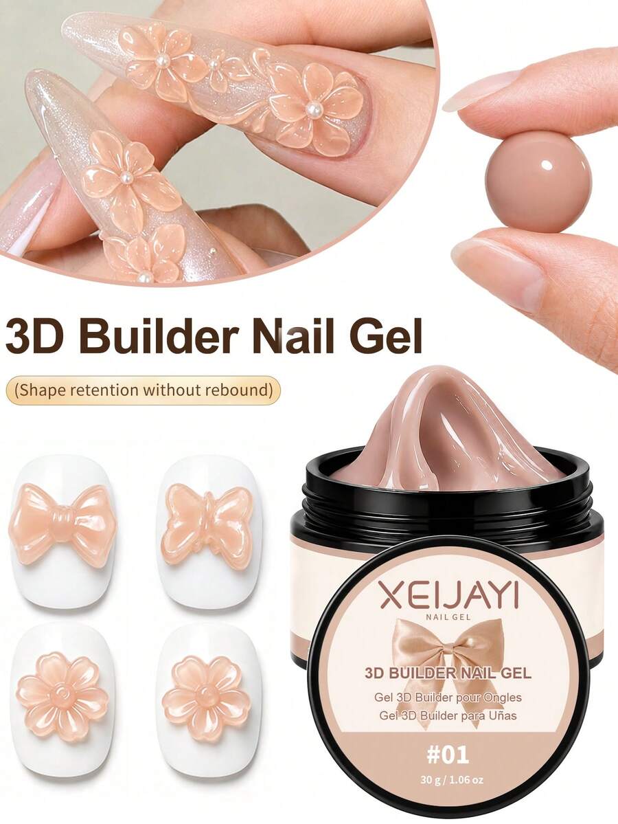 XEIJAYI 1pc 30g 01 Nude Non-Sticky Nail Extension Gel, Suitable For Nail Art, Can Add Rhinestones Crystal Flower Patterns, Enjoy Nail Salon Experience At Home - 01 - View 1