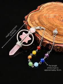 1pc Rotating Merkaba Crystal Natural Crystal Pillar Seven Chakra Meditation Divination Energy Crystal Hanging Ornament - Merkaba Pendulum - View 5
